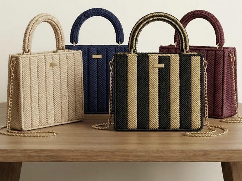 The Vertical Chain Tote · 20 colorways in the book